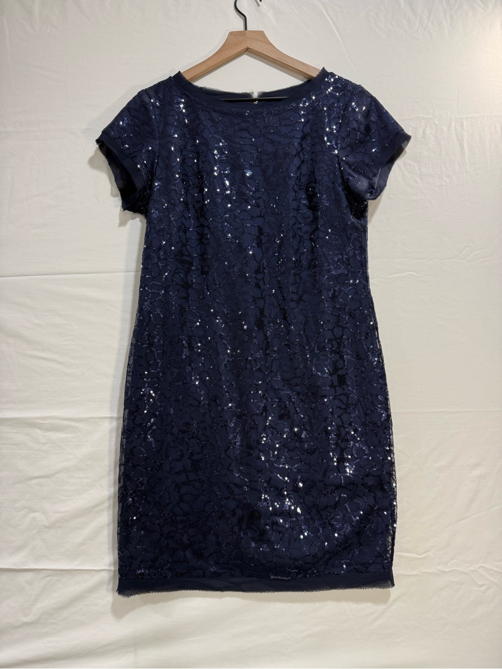 Vince Camuto Navy Sequin Lace Shift Dress